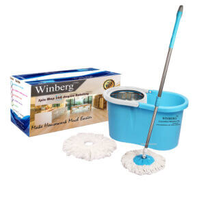 Winberg Bucket mop with 6 Refill, 4 Wheel Bucket Made in India Mop+6Refill