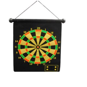 Magnetic Roll-up Double Sided Hanging Dart Board Set 44 cm and Bullseye Game with Darts