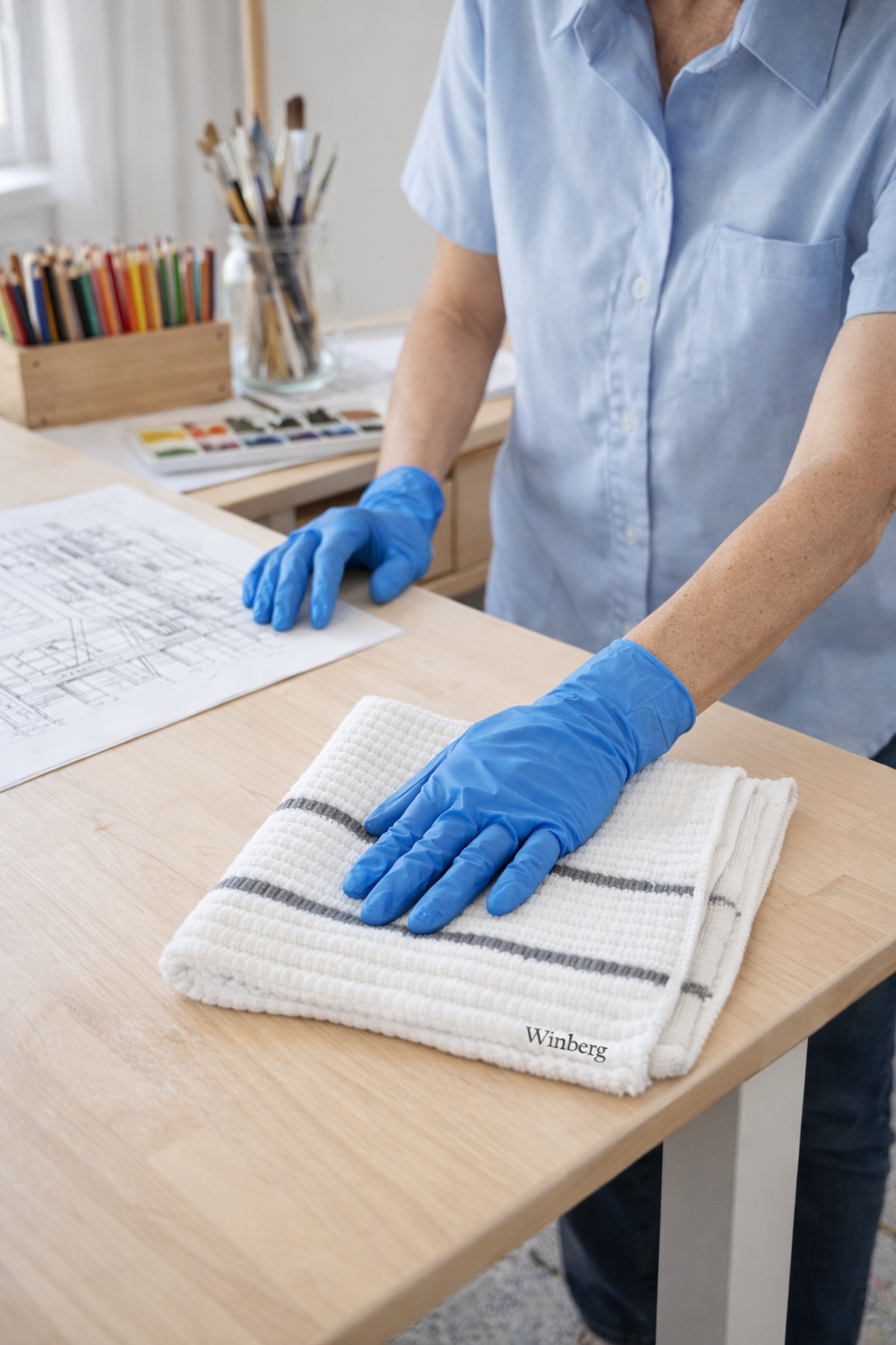 Winberg Microfiber Duster Pocha, Pack of 2 White with Grey Stripes, Advanced Technology Floor Tile Window Cleaning Cloth - Image 3