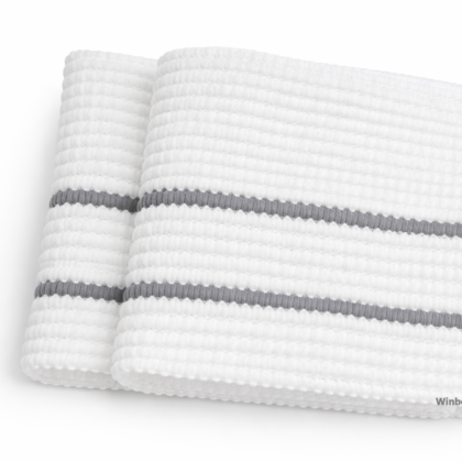 Winberg Microfiber Duster Pocha, Pack of 2 White with Grey Stripes, Advanced Technology Floor Tile Window Cleaning Cloth