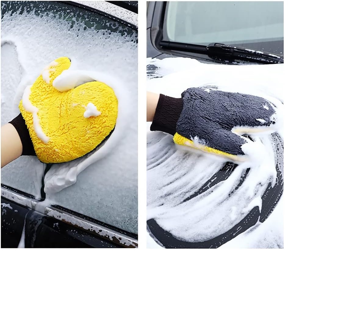 Winberg Microfiber Car Polish and shampoo Gloves Full Size Cleaning Gloves Pack of 1 yellow - Image 3